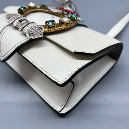 Miu Miu Crystal Embellished Madras Shoulder Calfskin White Miu Miu Crystal Embellished Madras Shoulder Calfskin White