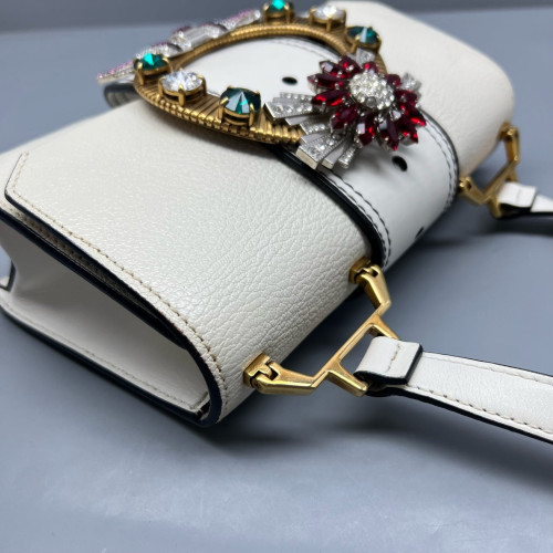 Miu Miu Crystal Embellished Madras Shoulder Calfskin White Miu Miu Crystal Embellished Madras Shoulder Calfskin White