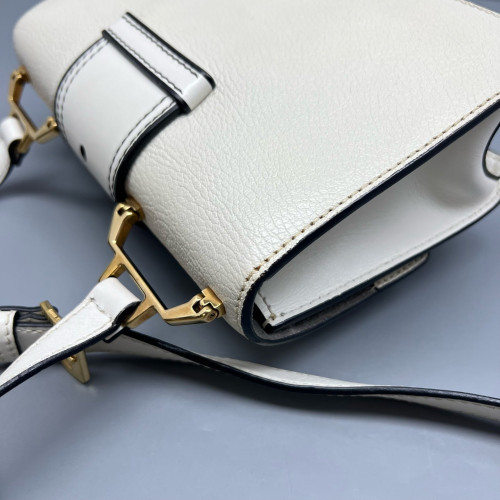 Miu Miu Crystal Embellished Madras Shoulder Calfskin White Miu Miu Crystal Embellished Madras Shoulder Calfskin White