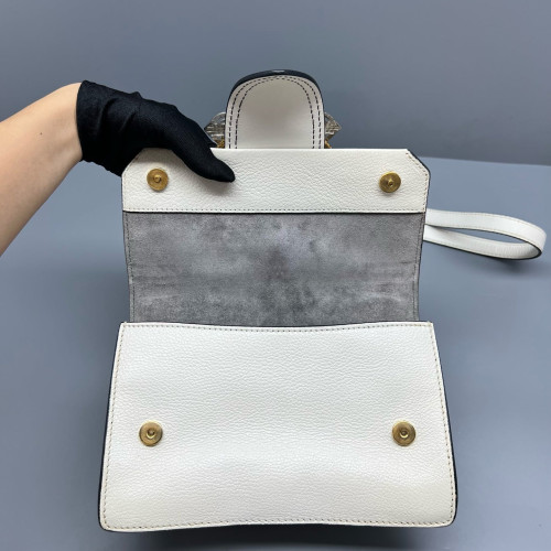 Miu Miu Crystal Embellished Madras Shoulder Calfskin White Miu Miu Crystal Embellished Madras Shoulder Calfskin White