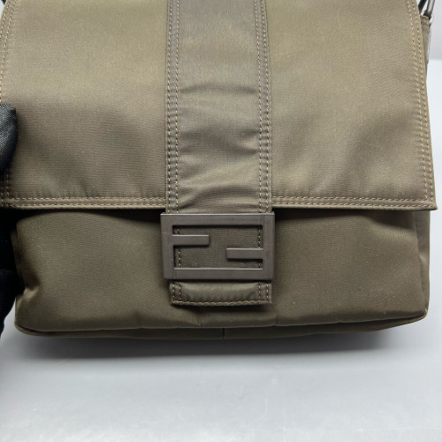 Fendi Messenger Nylon Calfskin Dark Green Dark Brown