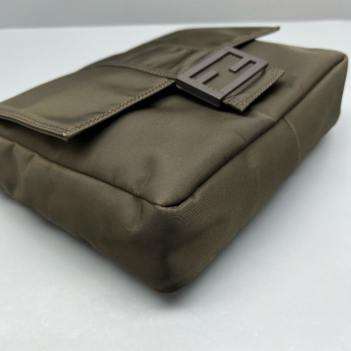 Fendi Messenger Nylon Calfskin Dark Green Dark Brown