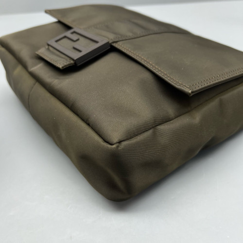 Fendi Messenger Nylon Calfskin Dark Green Dark Brown