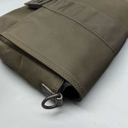 Fendi Messenger Nylon Calfskin Dark Green Dark Brown