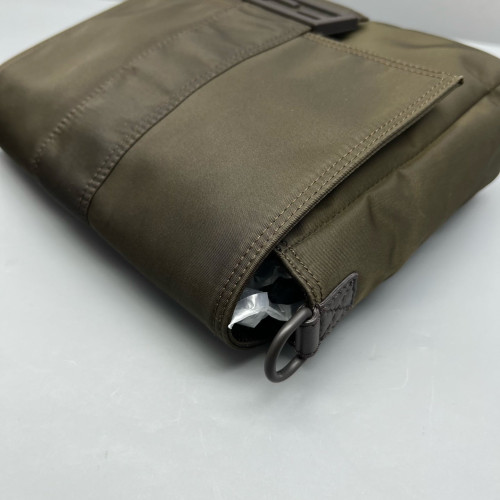 Fendi Messenger Nylon Calfskin Dark Green Dark Brown