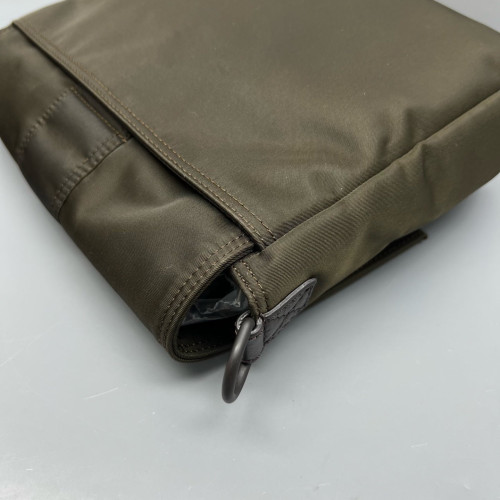 Fendi Messenger Nylon Calfskin Dark Green Dark Brown