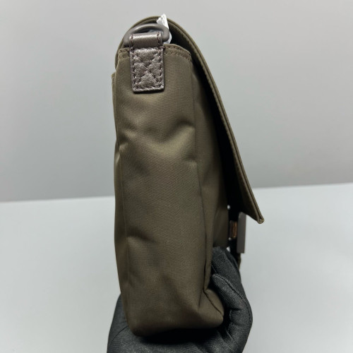 Fendi Messenger Nylon Calfskin Dark Green Dark Brown