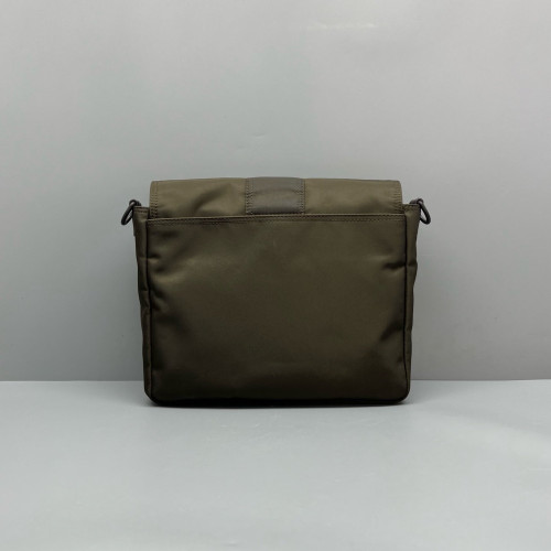 Fendi Messenger Nylon Calfskin Dark Green Dark Brown