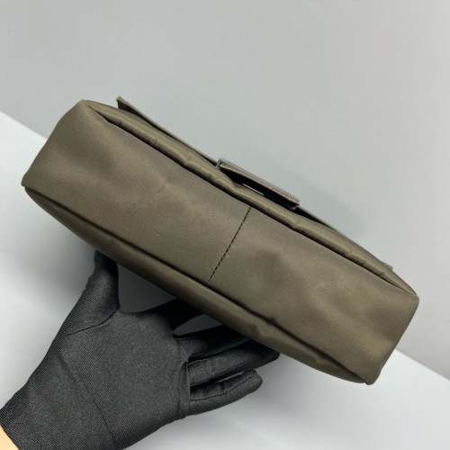 Fendi Messenger Nylon Calfskin Dark Green Dark Brown