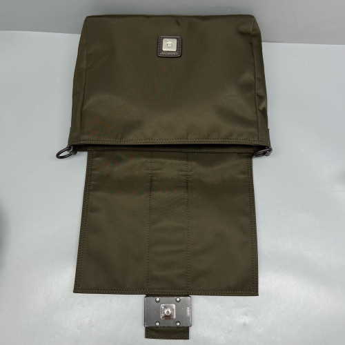 Fendi Messenger Nylon Calfskin Dark Green Dark Brown