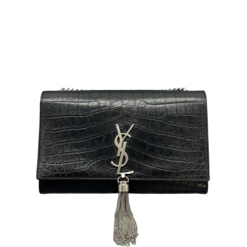 Yves Saint Laurent Medium Kate Crossbody Bag Calfskin Crocodile Embossed Black Yves Saint Laurent Medium Kate Crossbody Bag Calfskin Crocodile Embossed Black