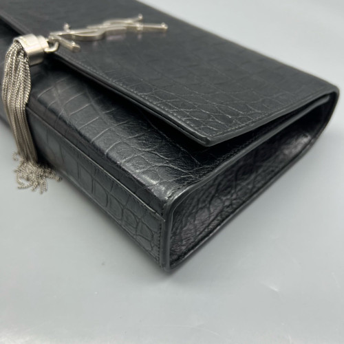Yves Saint Laurent Medium Kate Crossbody Bag Calfskin Crocodile Embossed Black Yves Saint Laurent Medium Kate Crossbody Bag Calfskin Crocodile Embossed Black