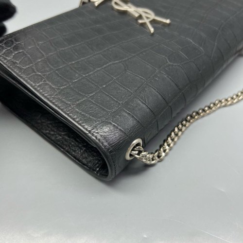 Yves Saint Laurent Medium Kate Crossbody Bag Calfskin Crocodile Embossed Black Yves Saint Laurent Medium Kate Crossbody Bag Calfskin Crocodile Embossed Black