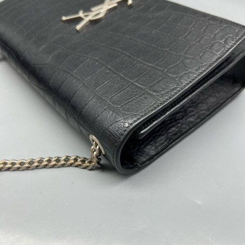 Yves Saint Laurent Medium Kate Crossbody Bag Calfskin Crocodile Embossed Black Yves Saint Laurent Medium Kate Crossbody Bag Calfskin Crocodile Embossed Black