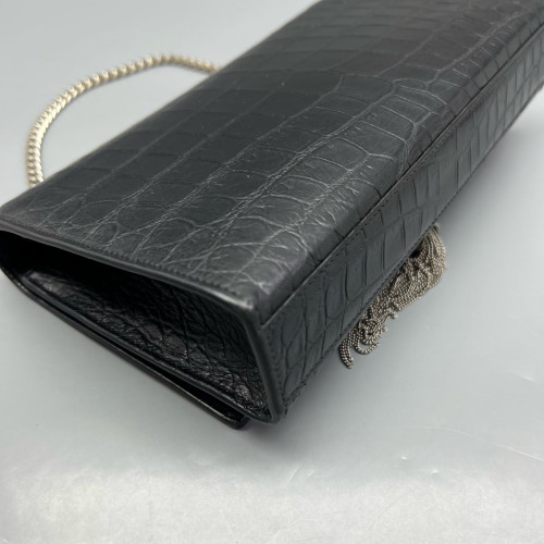 Yves Saint Laurent Medium Kate Crossbody Bag Calfskin Crocodile Embossed Black Yves Saint Laurent Medium Kate Crossbody Bag Calfskin Crocodile Embossed Black