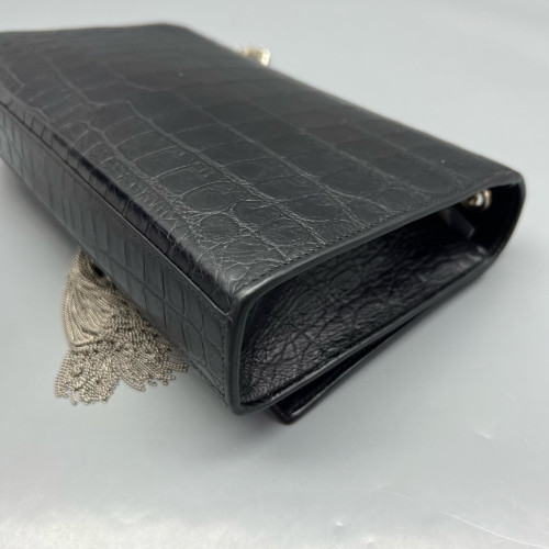 Yves Saint Laurent Medium Kate Crossbody Bag Calfskin Crocodile Embossed Black Yves Saint Laurent Medium Kate Crossbody Bag Calfskin Crocodile Embossed Black