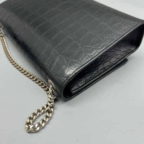 Yves Saint Laurent Medium Kate Crossbody Bag Calfskin Crocodile Embossed Black Yves Saint Laurent Medium Kate Crossbody Bag Calfskin Crocodile Embossed Black