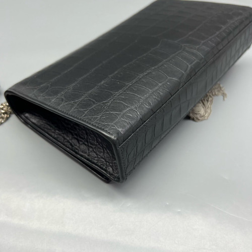 Yves Saint Laurent Medium Kate Crossbody Bag Calfskin Crocodile Embossed Black Yves Saint Laurent Medium Kate Crossbody Bag Calfskin Crocodile Embossed Black