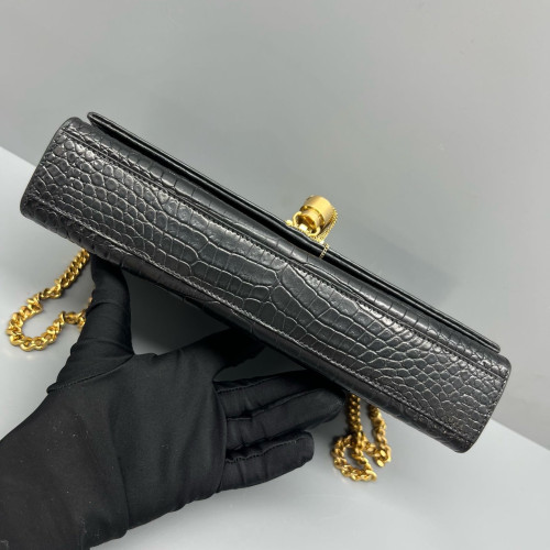 Yves Saint Laurent Medium Kate Crossbody Bag Calfskin Crocodile Embossed Black