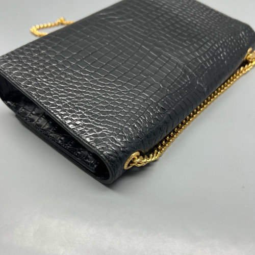 Yves Saint Laurent Medium Kate Crossbody Bag Calfskin Crocodile Embossed Black