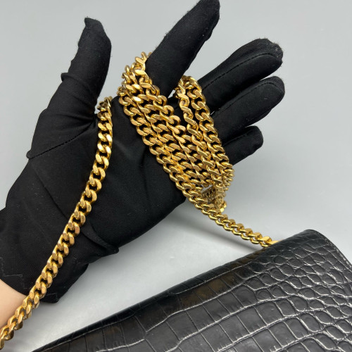 Yves Saint Laurent Medium Kate Crossbody Bag Calfskin Crocodile Embossed Black