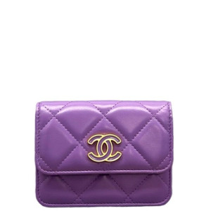 Chanel Quilted Waist Bag Calfskin Purple