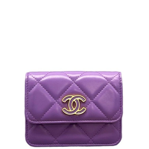 Chanel Quilted Waist Bag Calfskin Purple