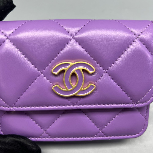 Chanel Quilted Waist Bag Calfskin Purple