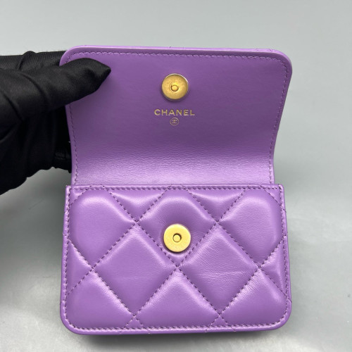 Chanel Quilted Waist Bag Calfskin Purple