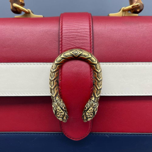 Gucci Bamboo Mini Dionysus Top Handle Bag Calfskin Red White Blue