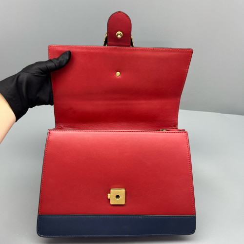 Gucci Bamboo Mini Dionysus Top Handle Bag Calfskin Red White Blue