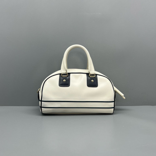 Dior Medium Dior Vibe Classic Bowling Bag Calfskin White Blue