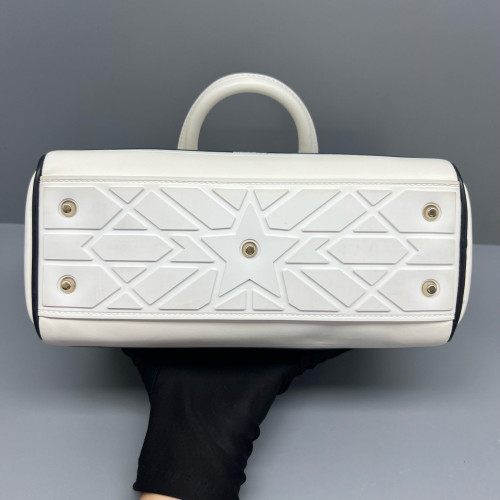 Dior Medium Dior Vibe Classic Bowling Bag Calfskin White Blue