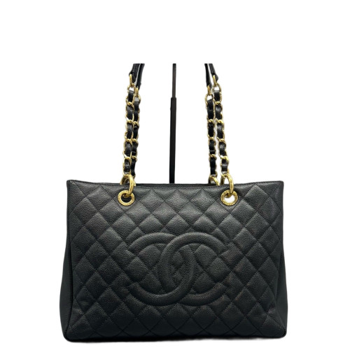 Chanel Quilted Grand Shopping Tote Gst Calfskin Black