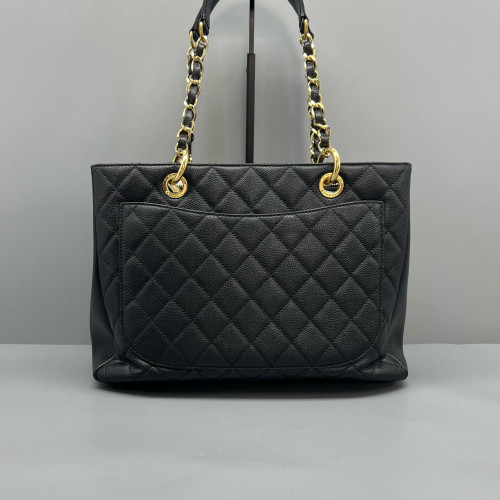 Chanel Quilted Grand Shopping Tote Gst Calfskin Black