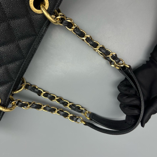 Chanel Quilted Grand Shopping Tote Gst Calfskin Black