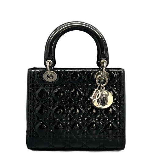 Dior Medium Lady Dior Patent Calfskin Black
