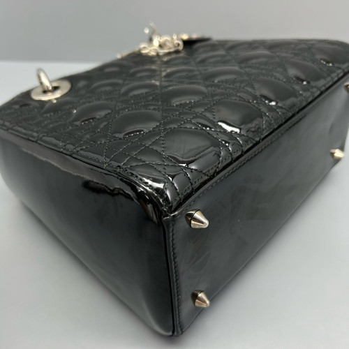 Dior Medium Lady Dior Patent Calfskin Black