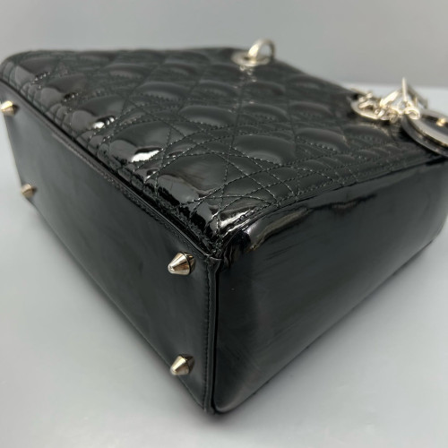 Dior Medium Lady Dior Patent Calfskin Black