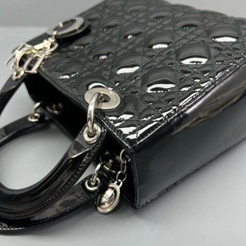 Dior Medium Lady Dior Patent Calfskin Black