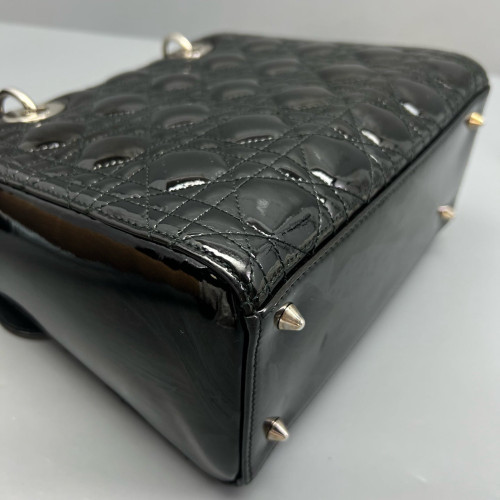 Dior Medium Lady Dior Patent Calfskin Black
