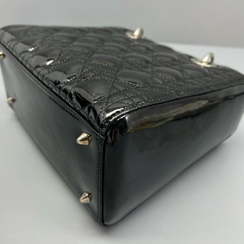 Dior Medium Lady Dior Patent Calfskin Black