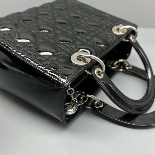 Dior Medium Lady Dior Patent Calfskin Black