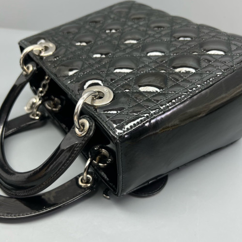 Dior Medium Lady Dior Patent Calfskin Black