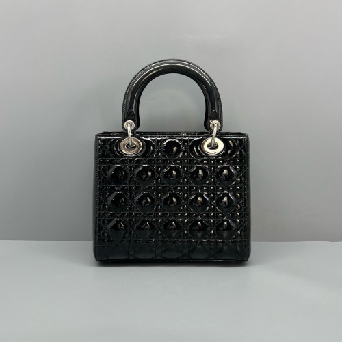 Dior Medium Lady Dior Patent Calfskin Black