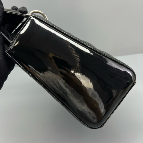 Dior Medium Lady Dior Patent Calfskin Black
