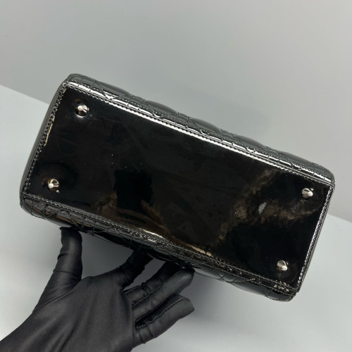 Dior Medium Lady Dior Patent Calfskin Black