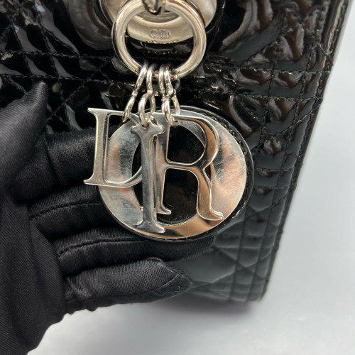 Dior Medium Lady Dior Patent Calfskin Black