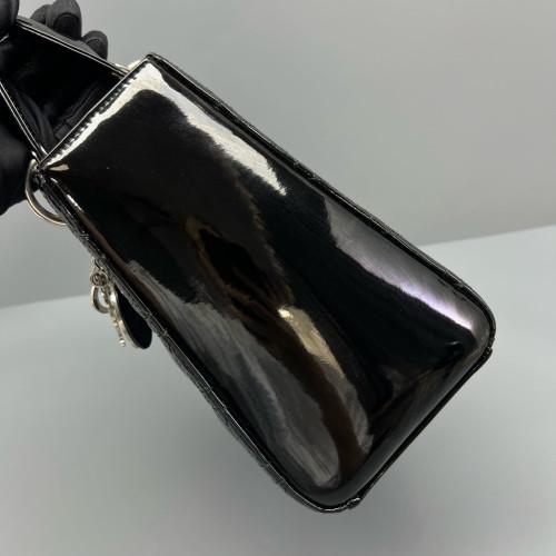 Dior Medium Lady Dior Patent Calfskin Black