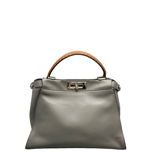 Fendi Peekaboo Iconic Medium Calfskin Grey Brown